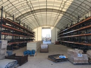 warehouse tent with pallet racks